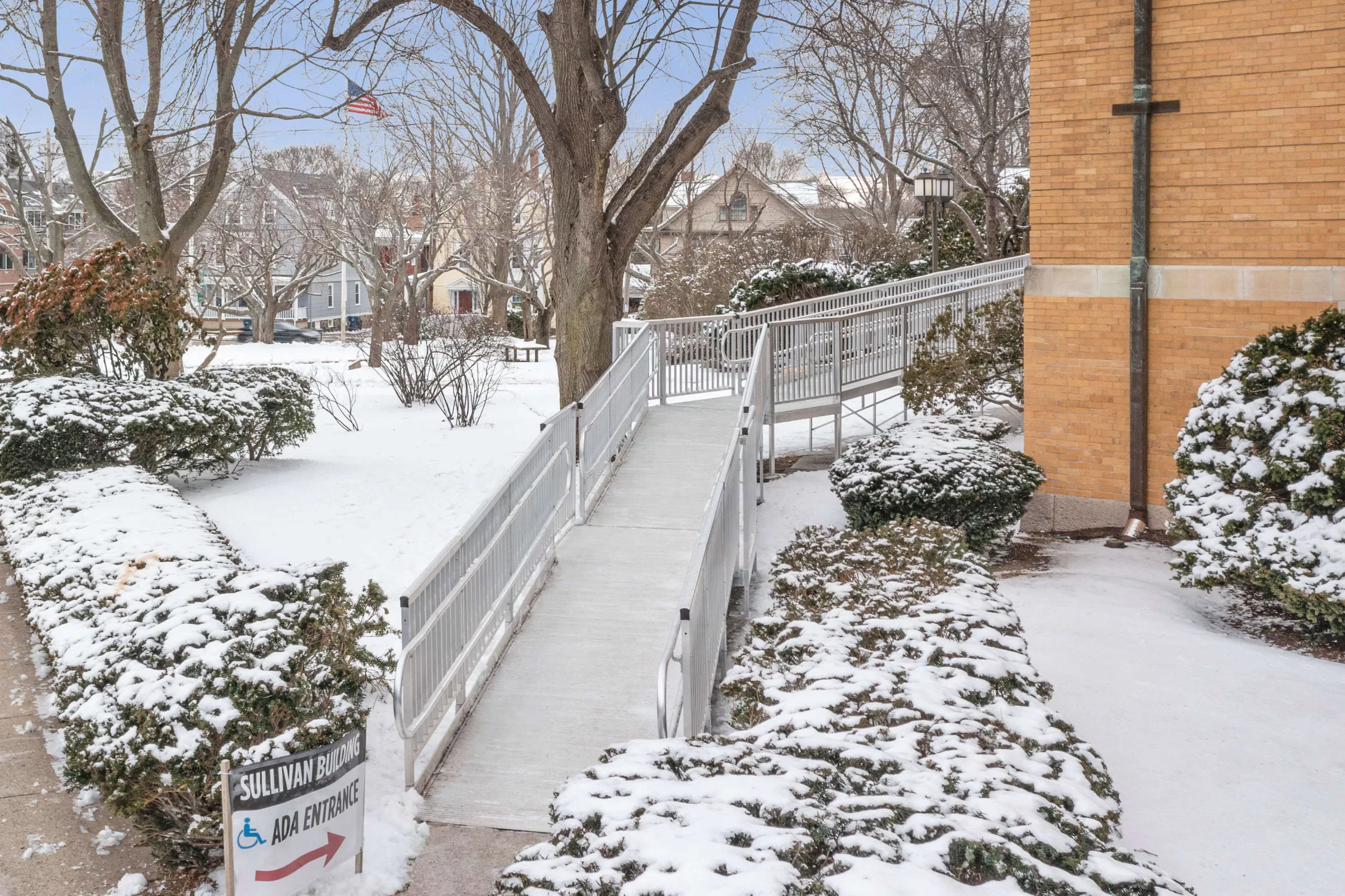 Winterized and iced commercial wheelchair ramp