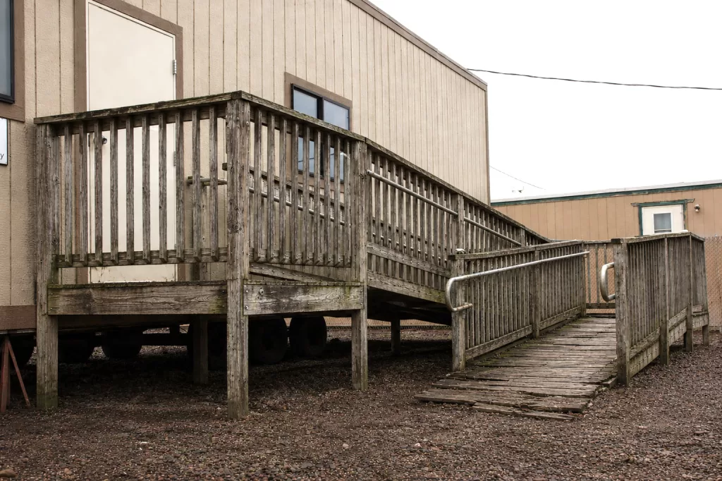 old bad wooden wheelchair ramp